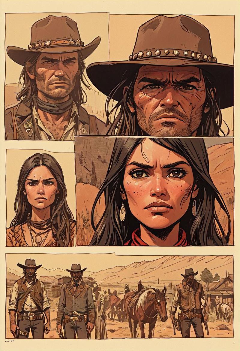 36891-4292880346-a page from comics, two people, red dead redemption meeting with indians Cheyenne, dark cowboy face, old cowboy, unshaved, beaut.jpg